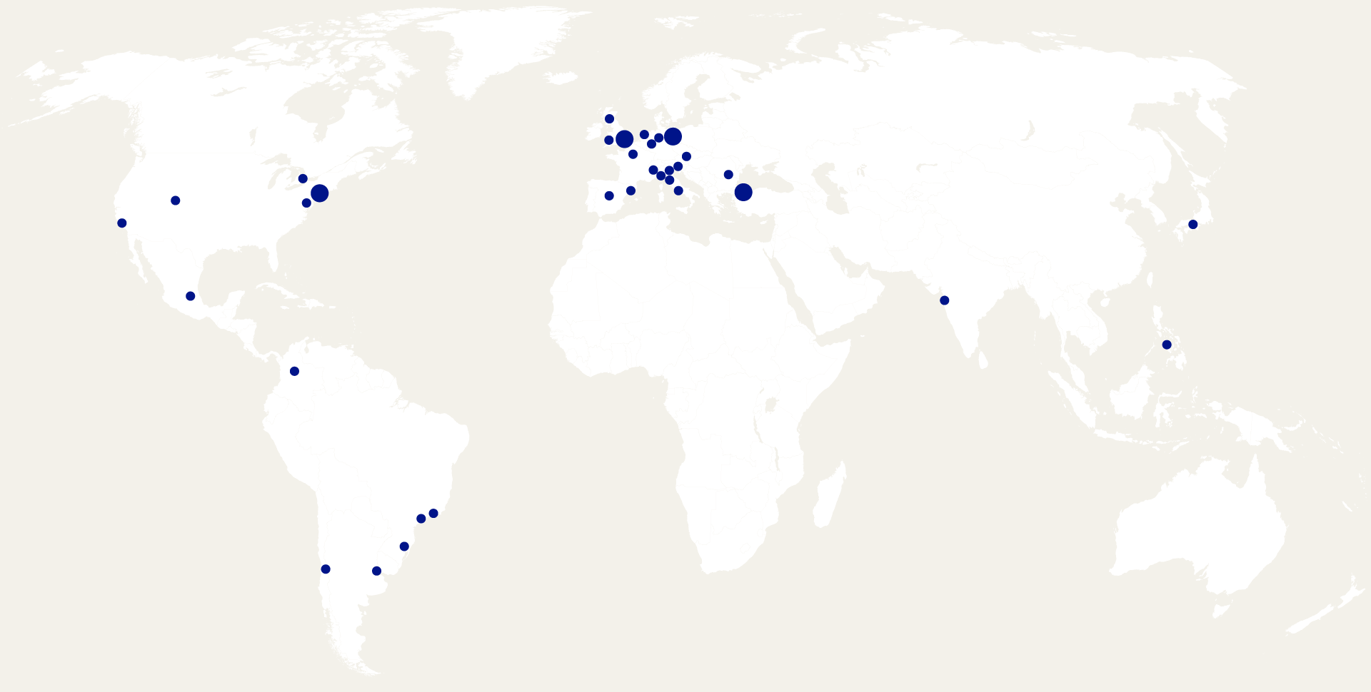 World map of MUBI employees