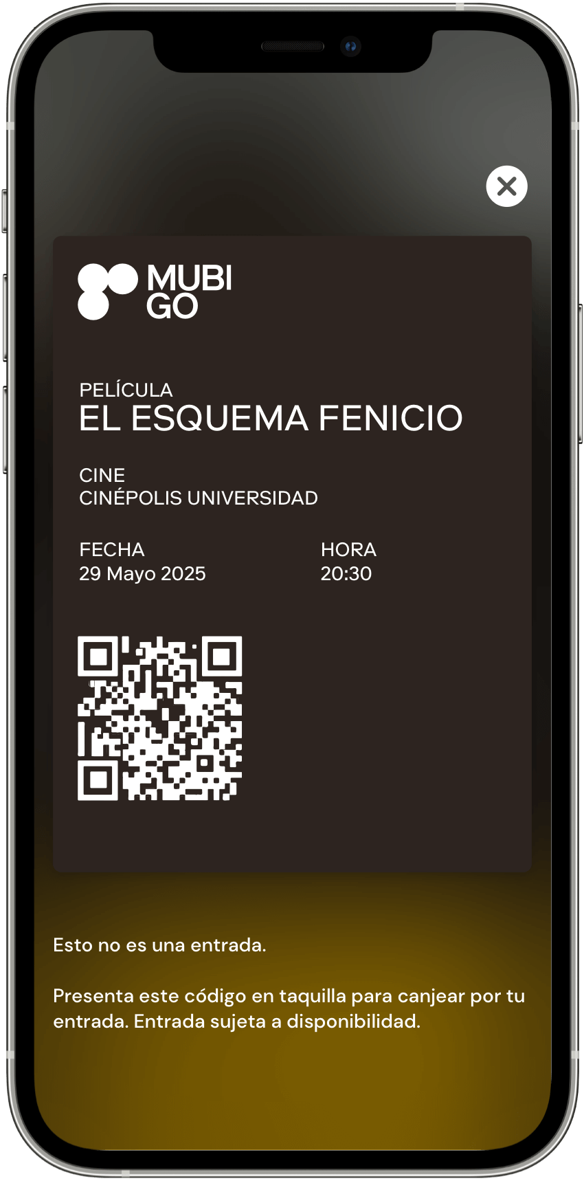 Captura de pantalla de la app MUBI GO
